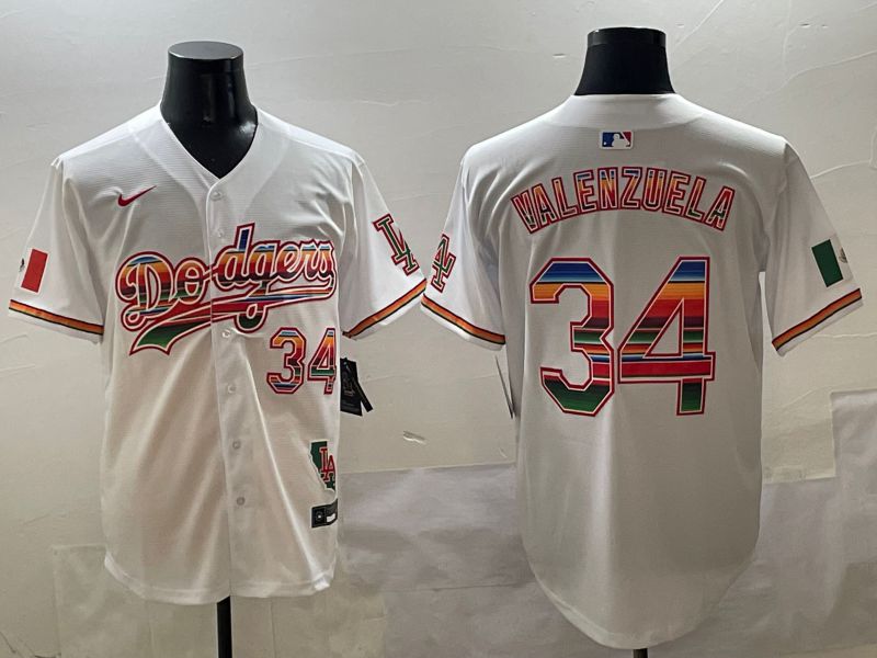 Men Los Angeles Dodgers #34 Valenzuela White Game Nike 2025 MLB Jersey style 425